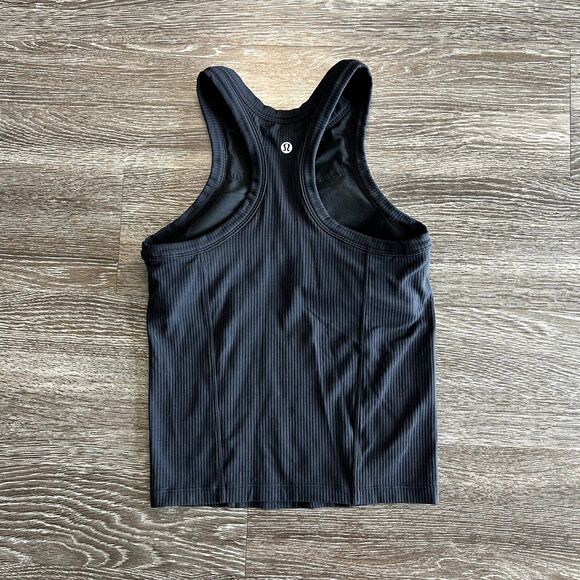 EUC Lululemon Ebb To Street Racerback Crop Tank Black Ribbed Size 4 Cropped - Picture 12 of 12
